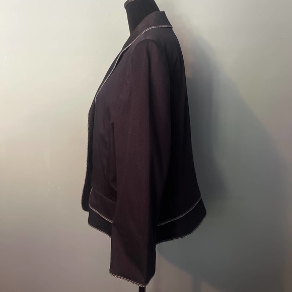 Tahari Denim Suite with White Piping Detail- Plus - Picture 5 of 16